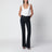 Dark blue jeans with slits