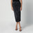 Washed black denim skirt with front zip