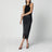 Washed black denim skirt with front zip