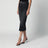 Washed black denim skirt with front zip