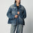 Blaue Denimjacke mit Washed-Effekt