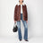 Braune Lederjacke mit Shearling-Kragen