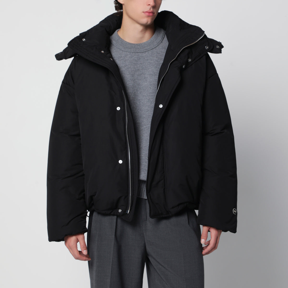 Veste matelassée noire en nylon et coton