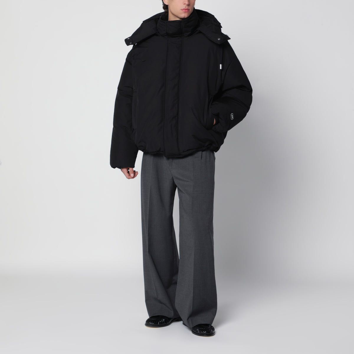 Veste matelassée noire en nylon et coton