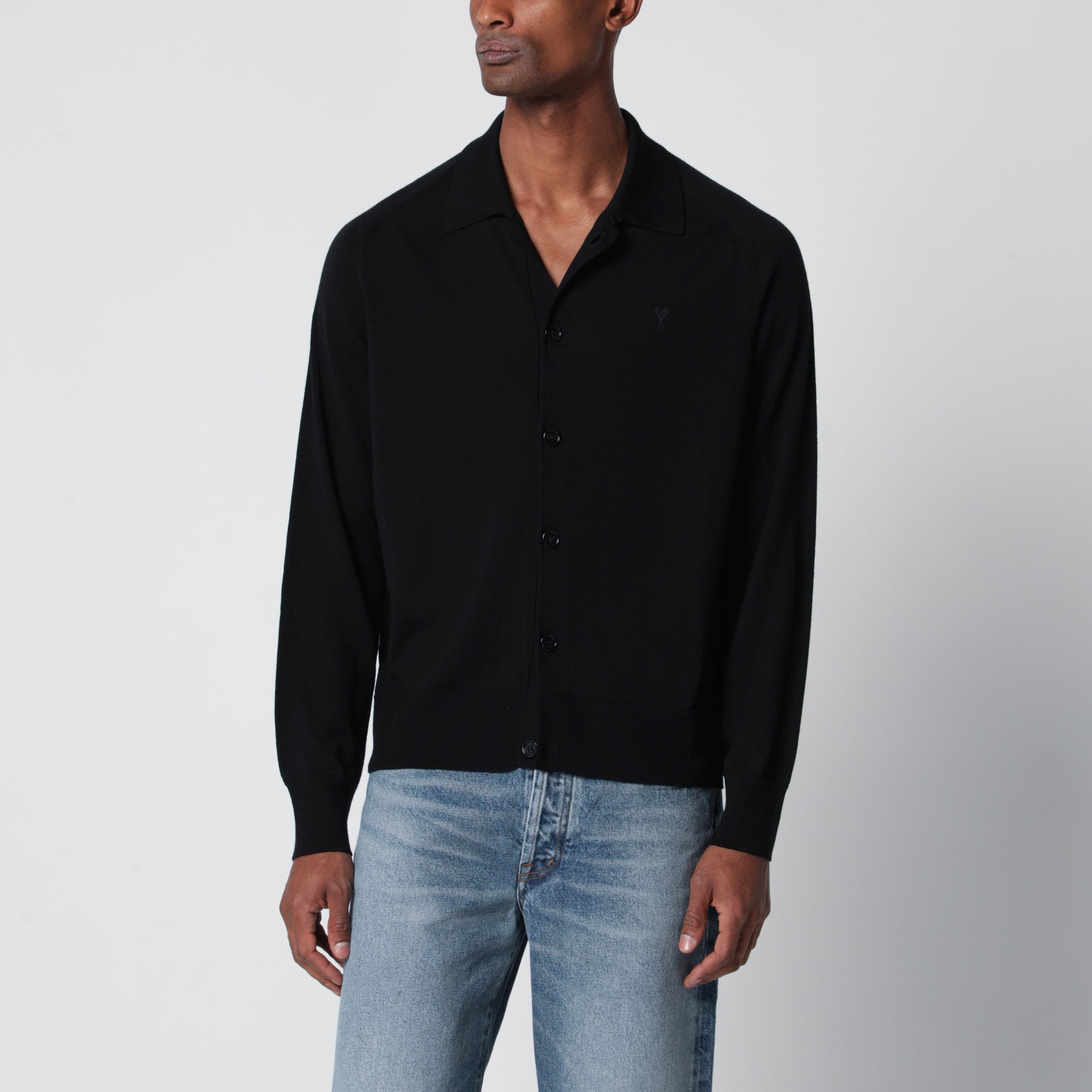 Black wool cardigan