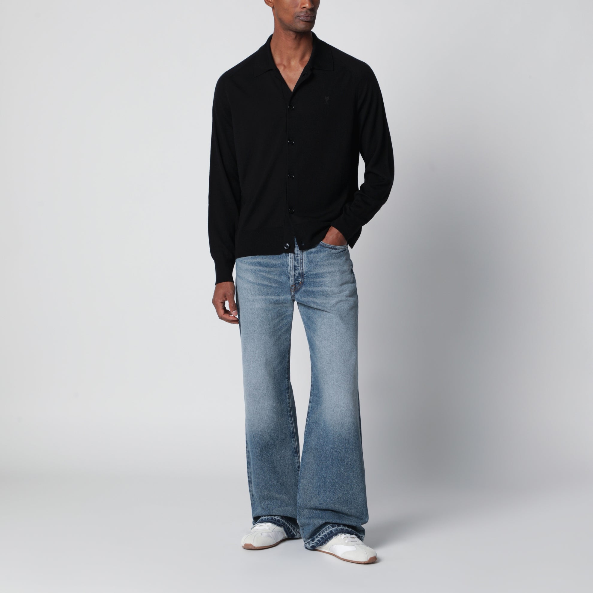 Black wool cardigan
