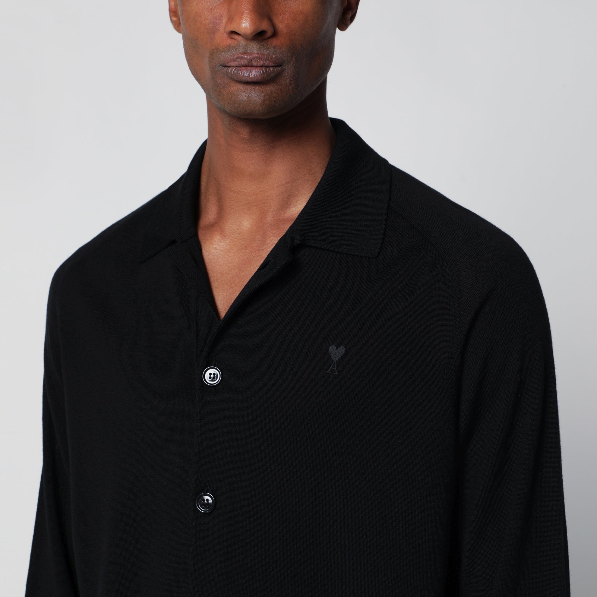 Black wool cardigan