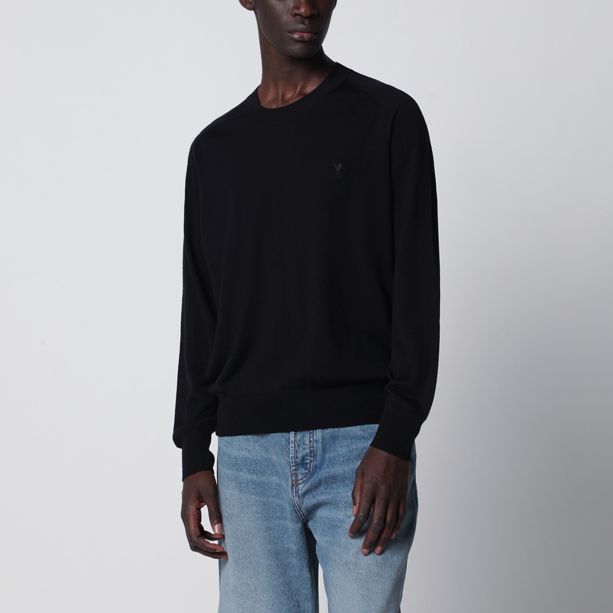 Schwarzer Ami de Coeur Wollpullover von Ami Paris