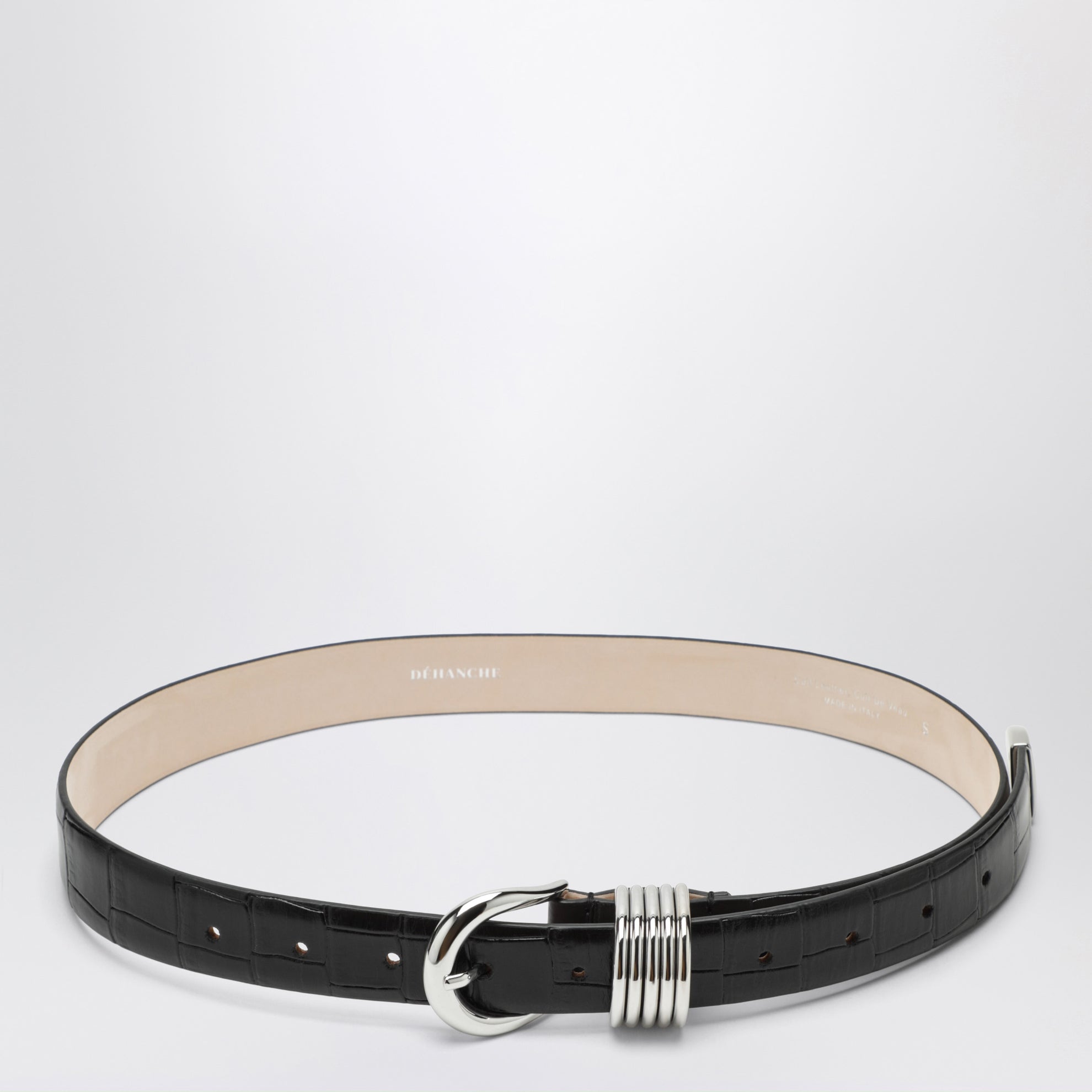 Ceinture Hollyhock noire/argent en cuir