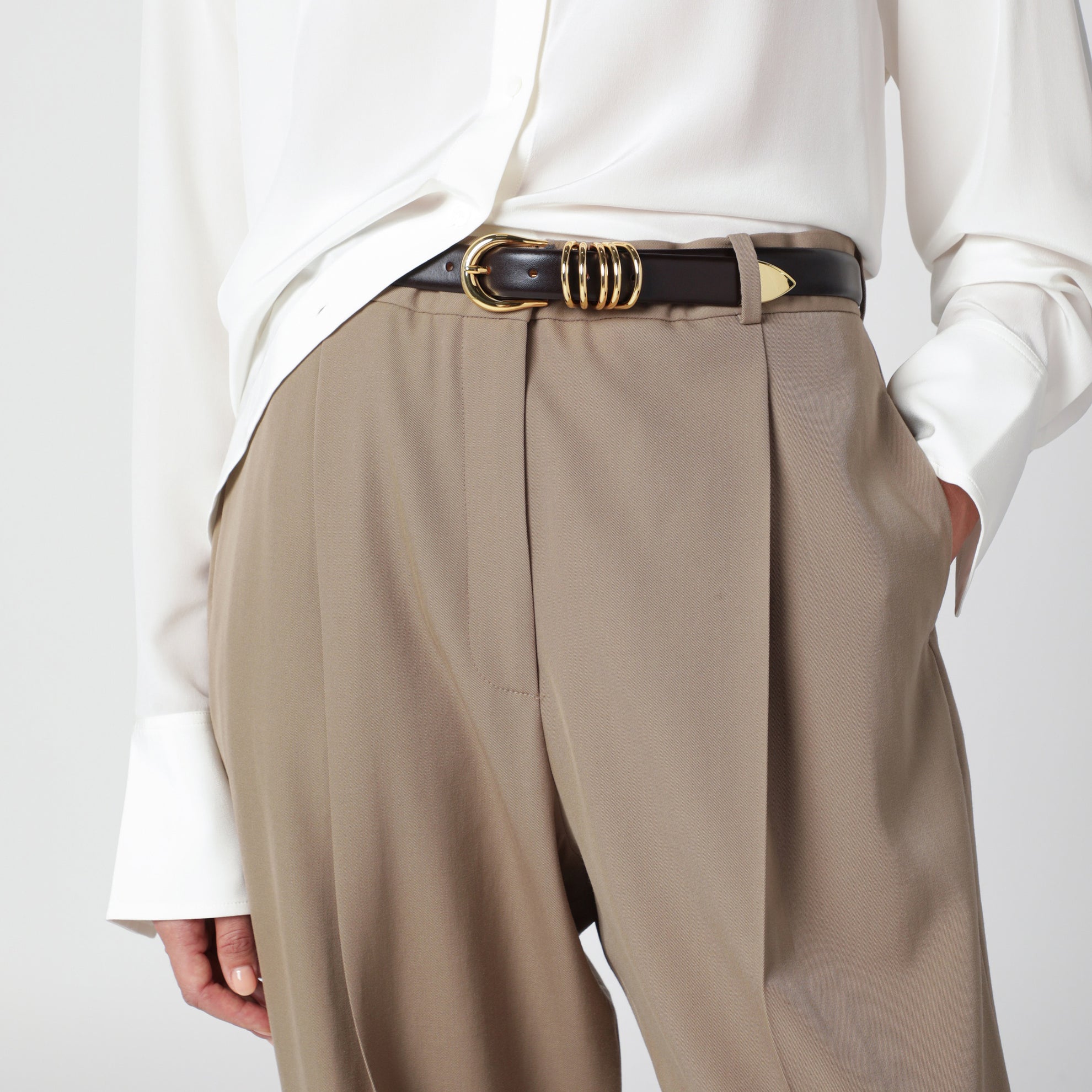 Hollyhock belt brown/gold in leather