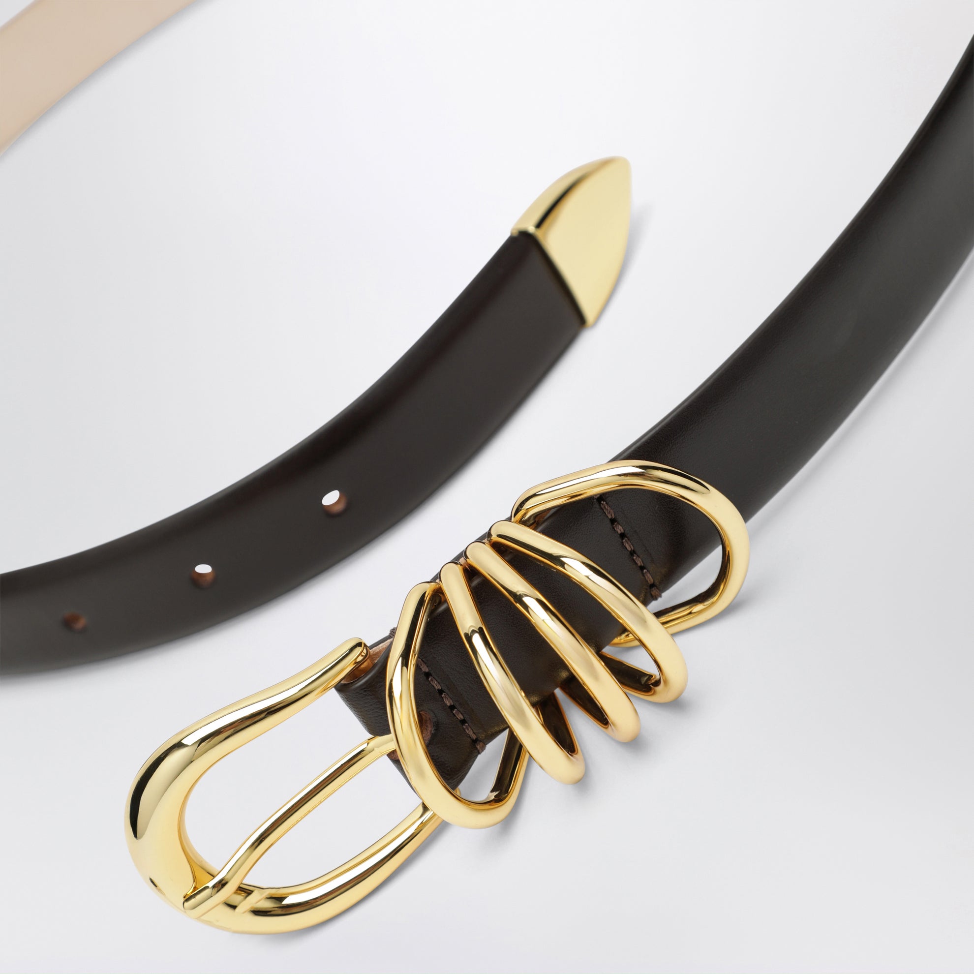 Hollyhock belt brown/gold in leather