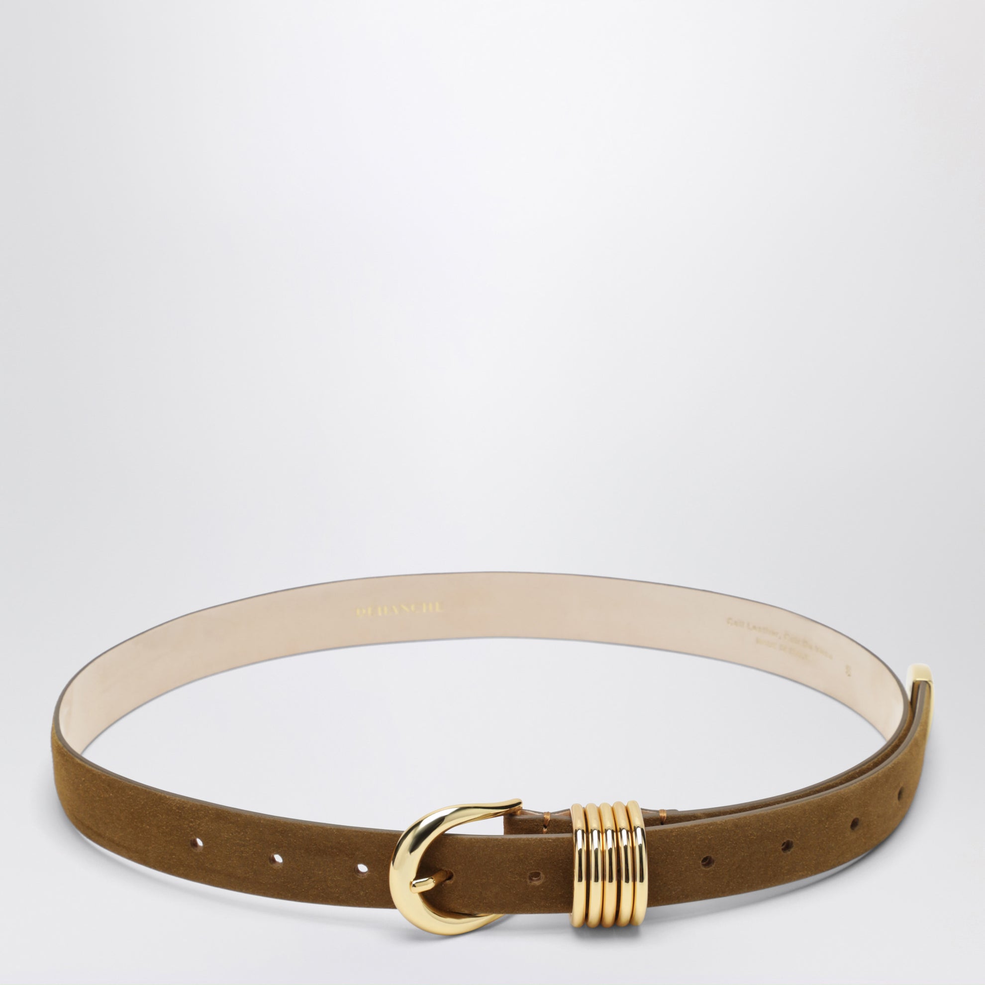 Ceinture Hollyhock marron clair/or en daim