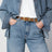 Ceinture Hollyhock marron clair/or en daim