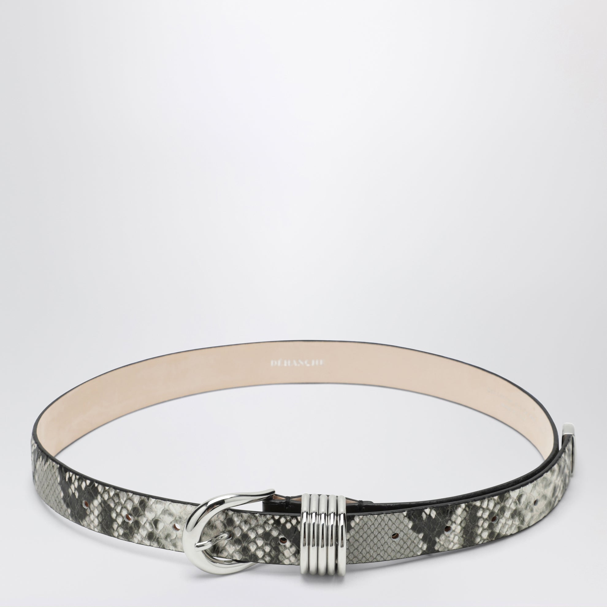 Hollyhock belt in python and crocodile-effect leather