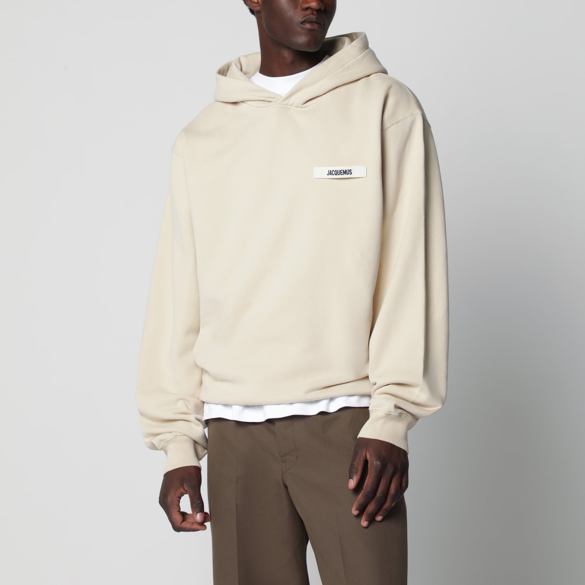 Beiger Hoodie mit Grosgrain-Logo