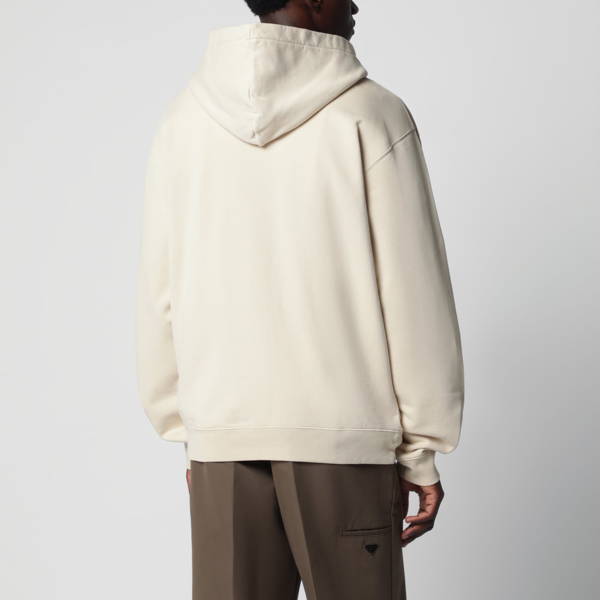 Beiger Hoodie mit Grosgrain-Logo