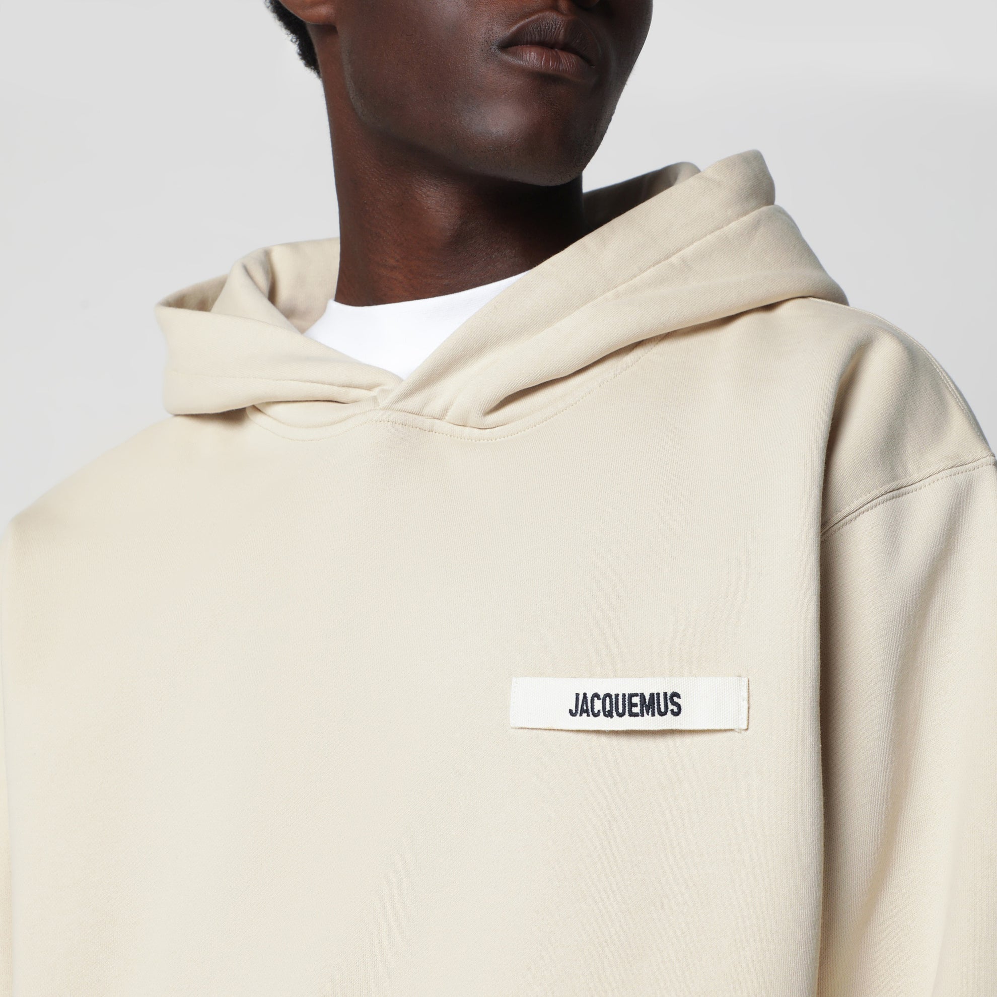 Beiger Hoodie mit Grosgrain-Logo