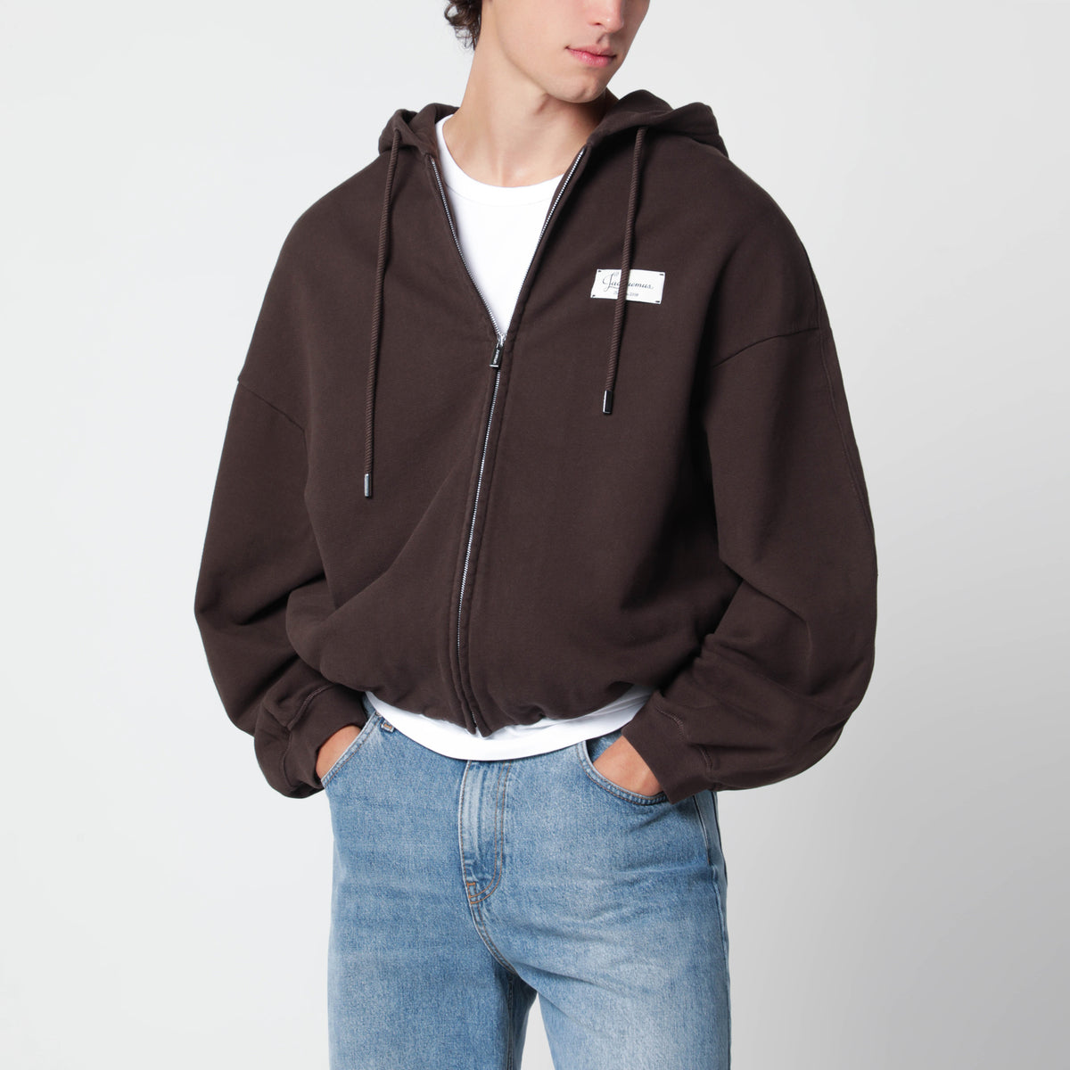 Corso Hoodie aus dunkelbrauner Baumwolle