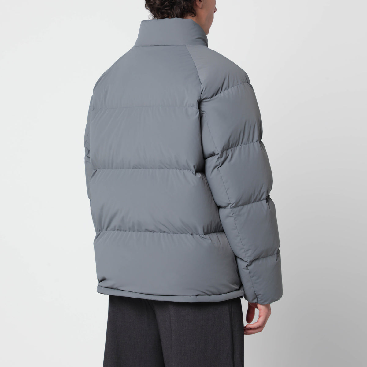 Grey down jacket in nylon blend