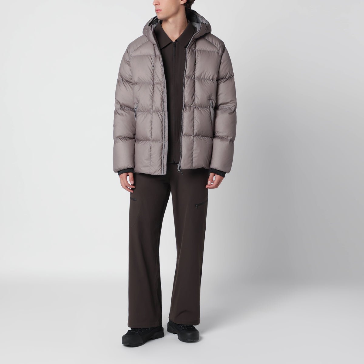 Slate Brown nylon down jacket