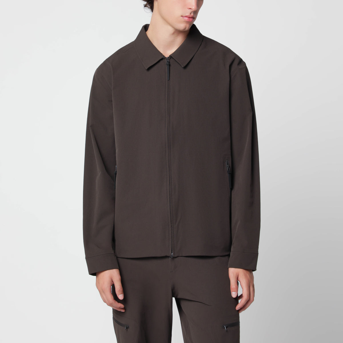 Giacca camicia Slate Brown in misto nylon