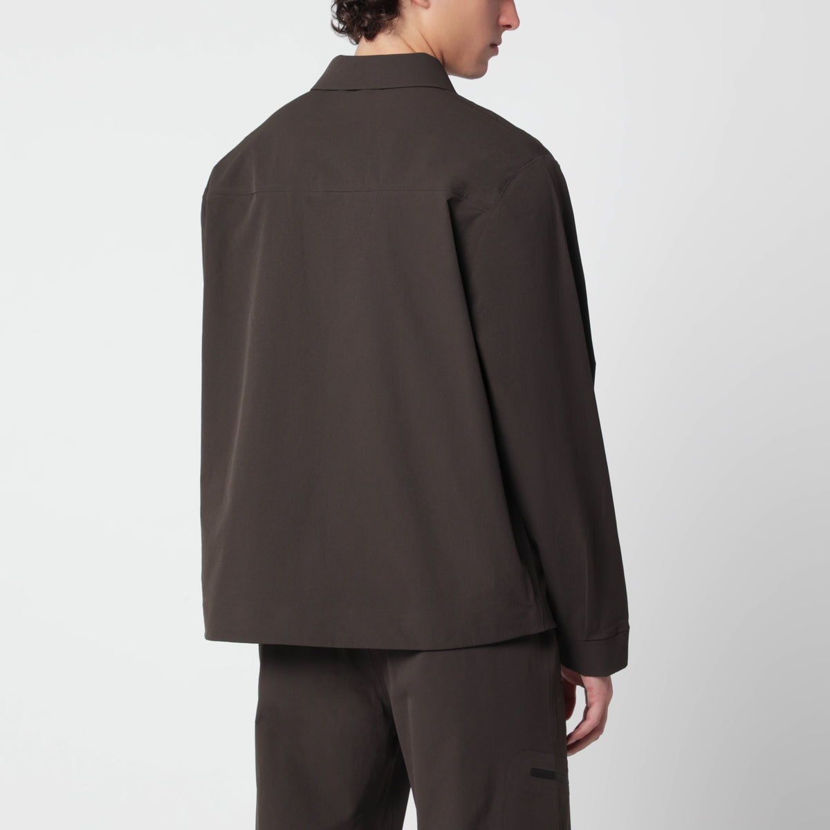 Giacca camicia Slate Brown in misto nylon