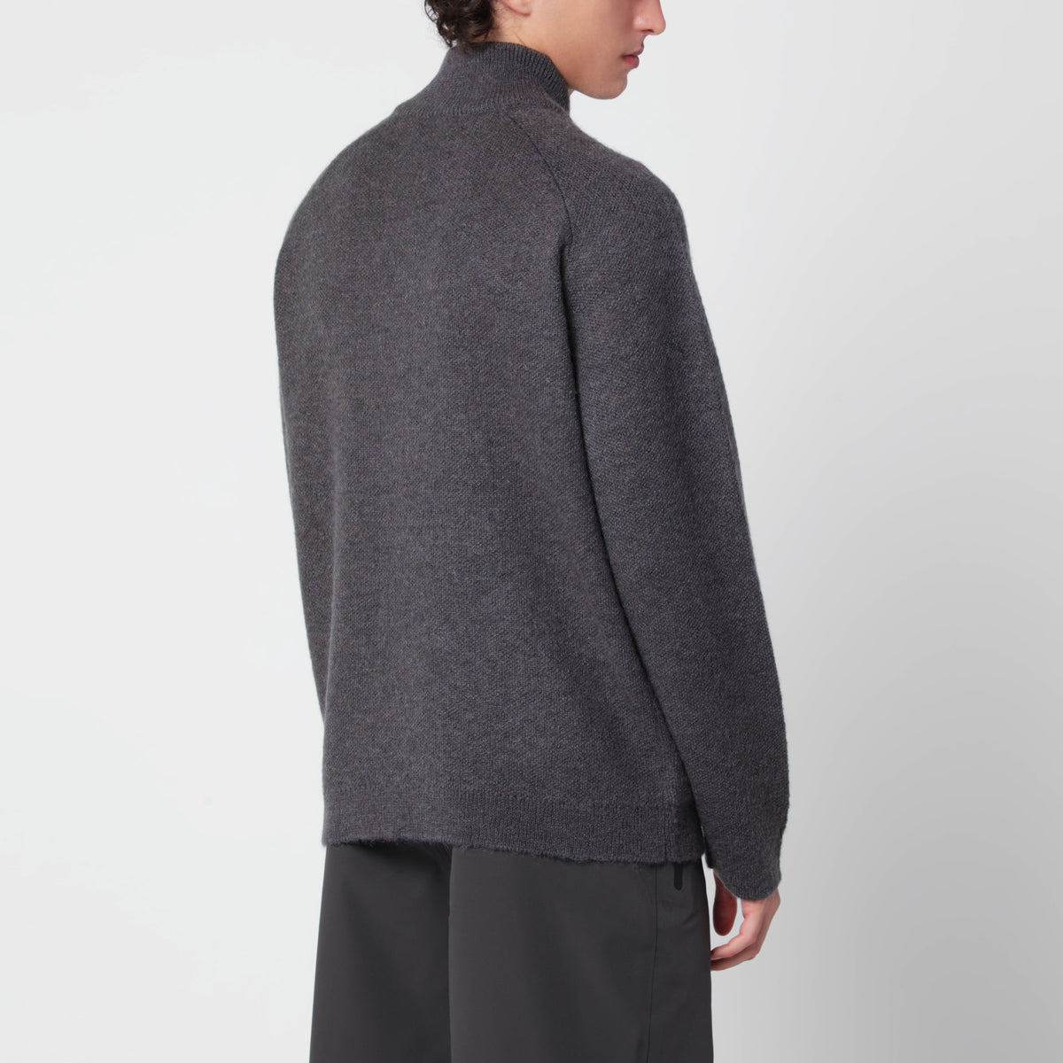 Pull demi-zip Slate Brown en mélange de laine