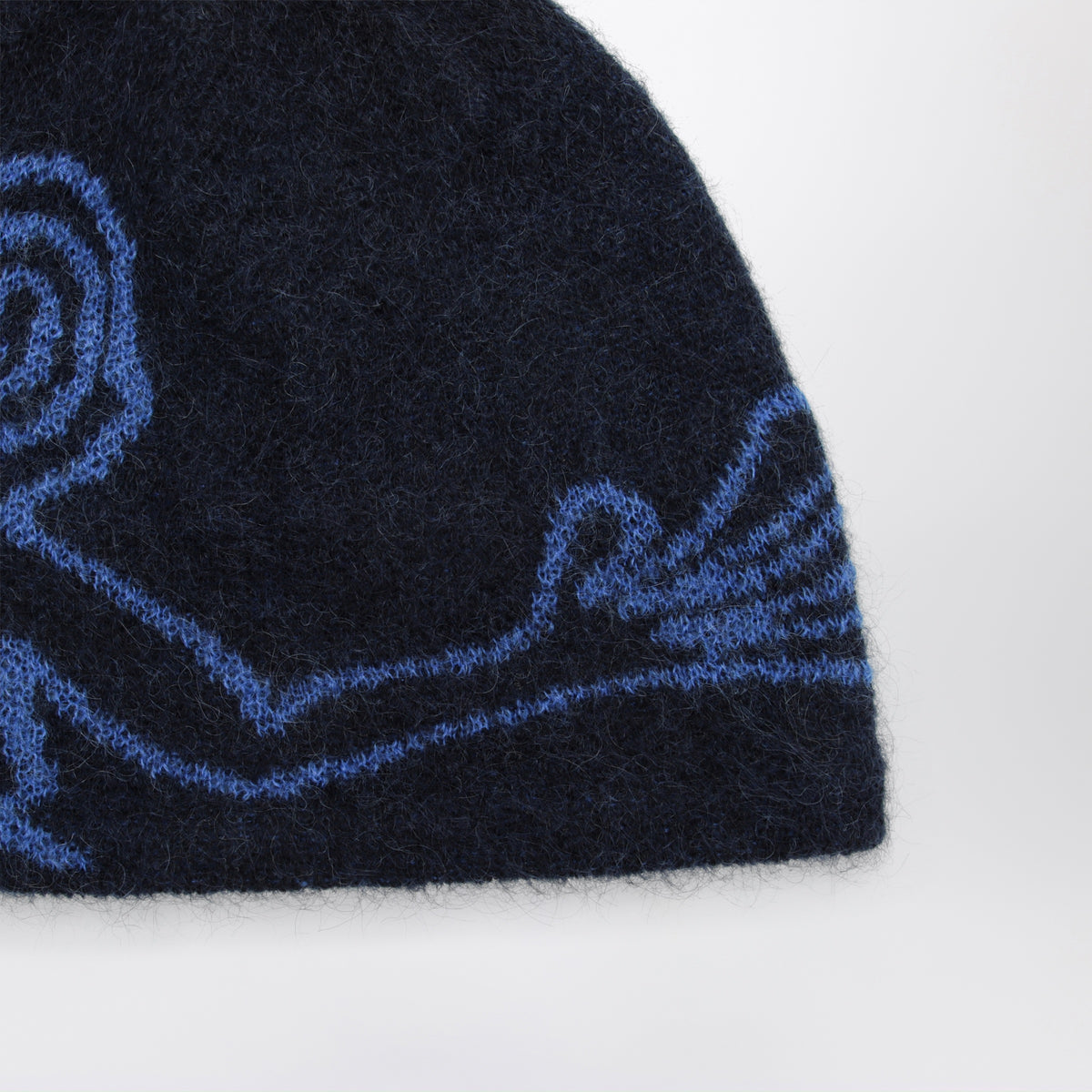 Dunkelnavyblaue Mütze aus Mohairmischung