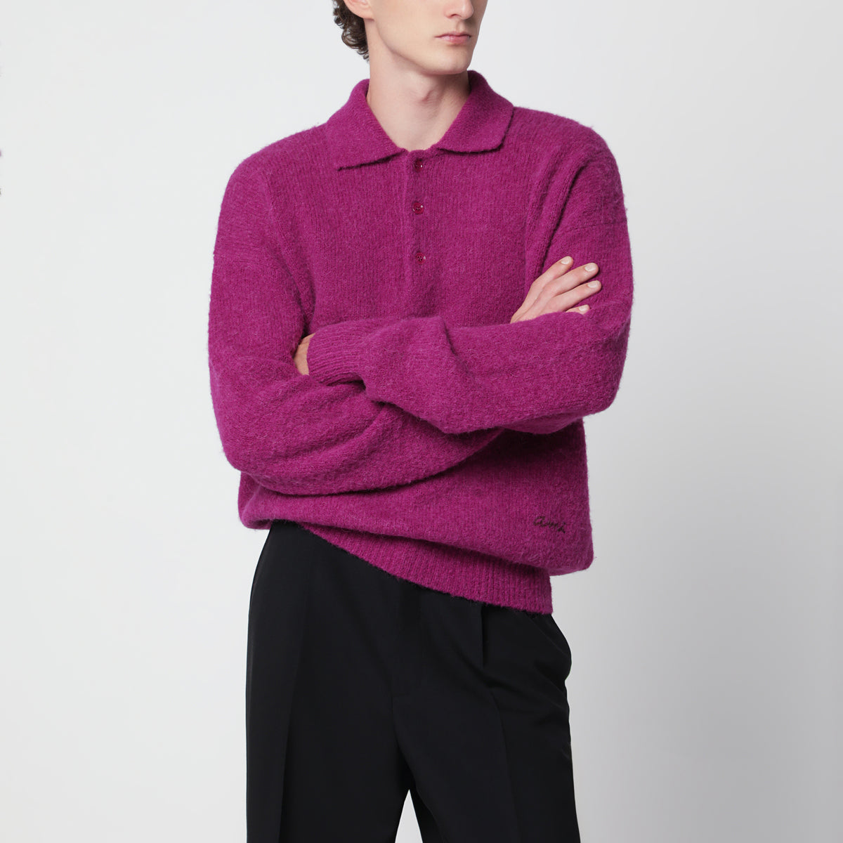 Polo fucsia in lana e alpaca
