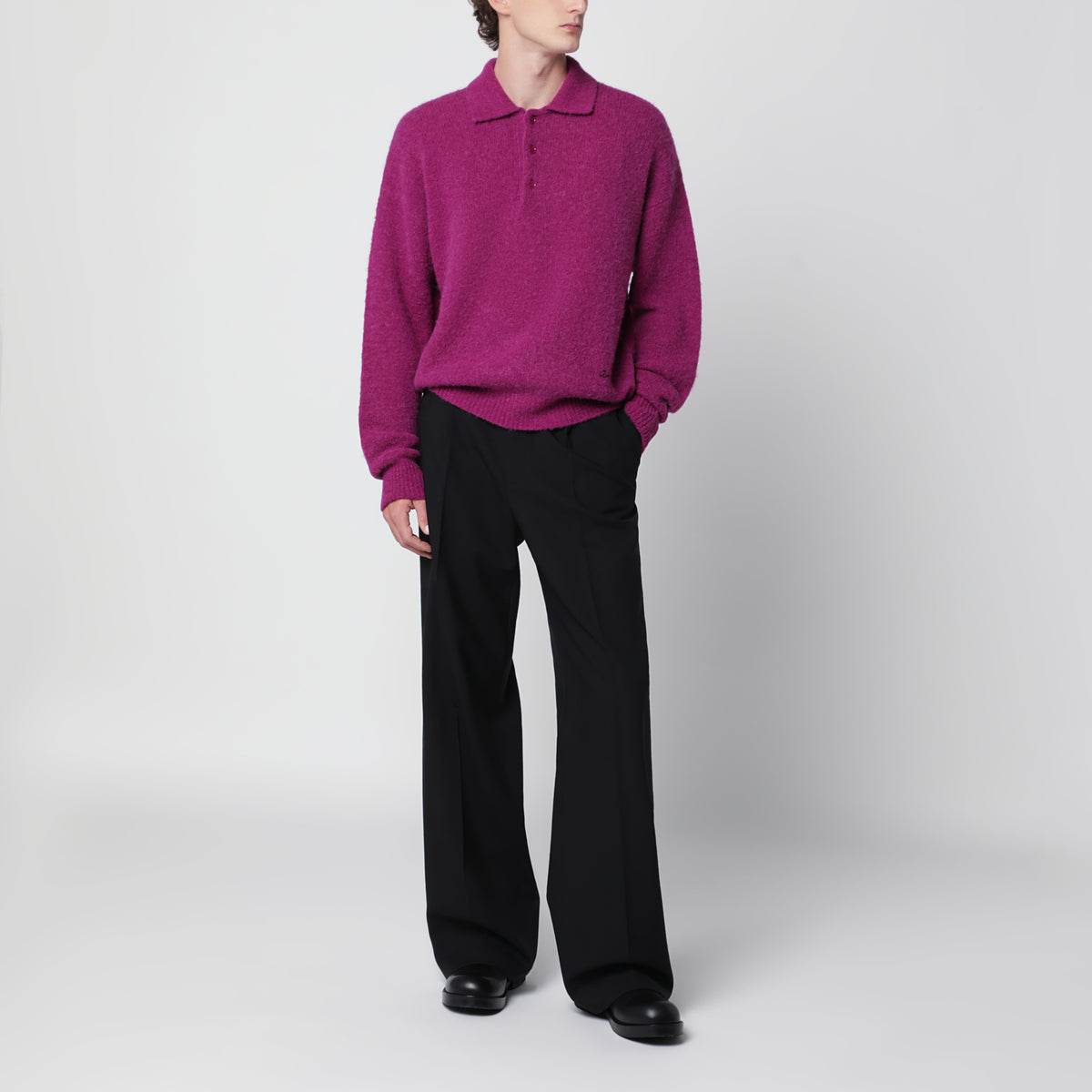 Polo fucsia in lana e alpaca