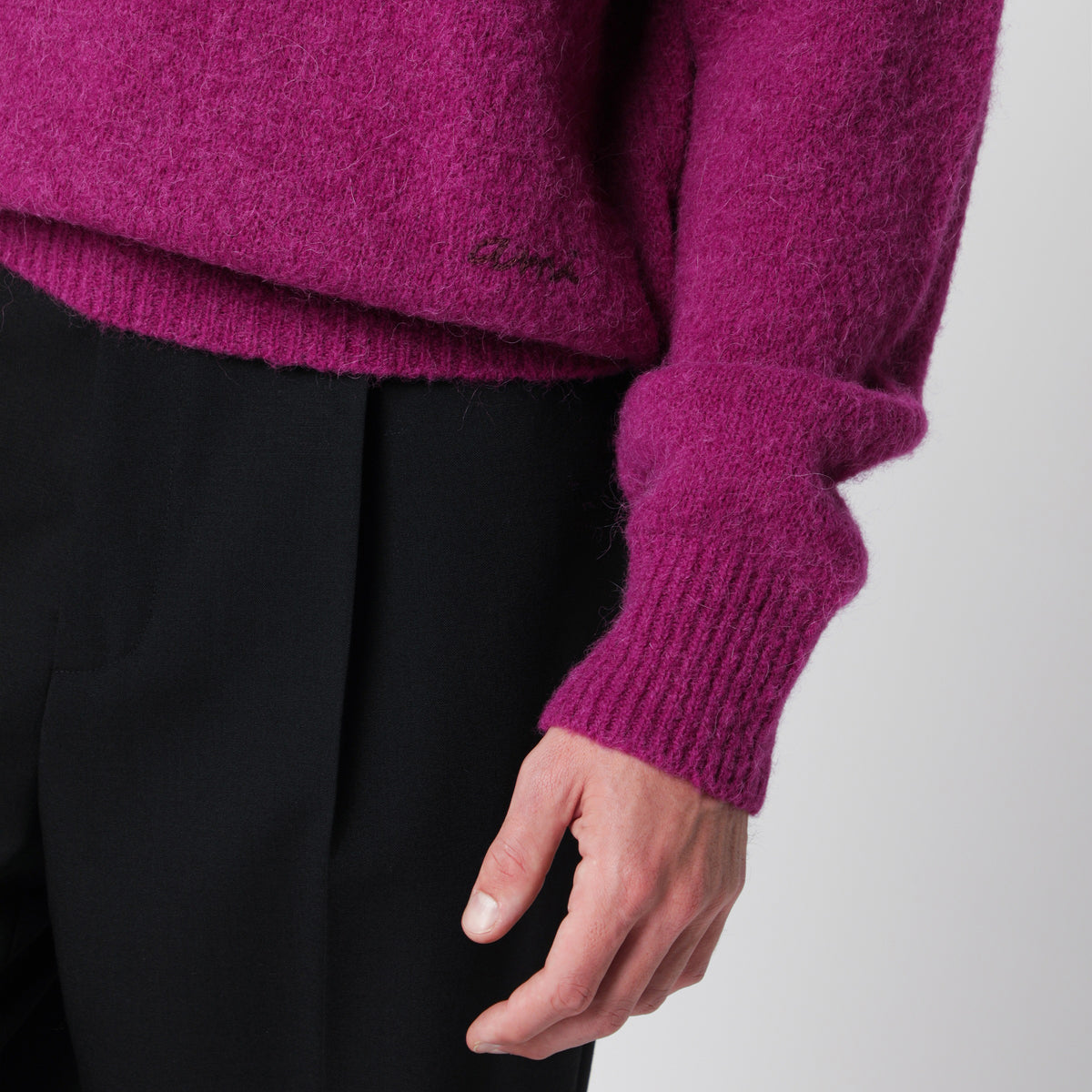 Polo fucsia in lana e alpaca