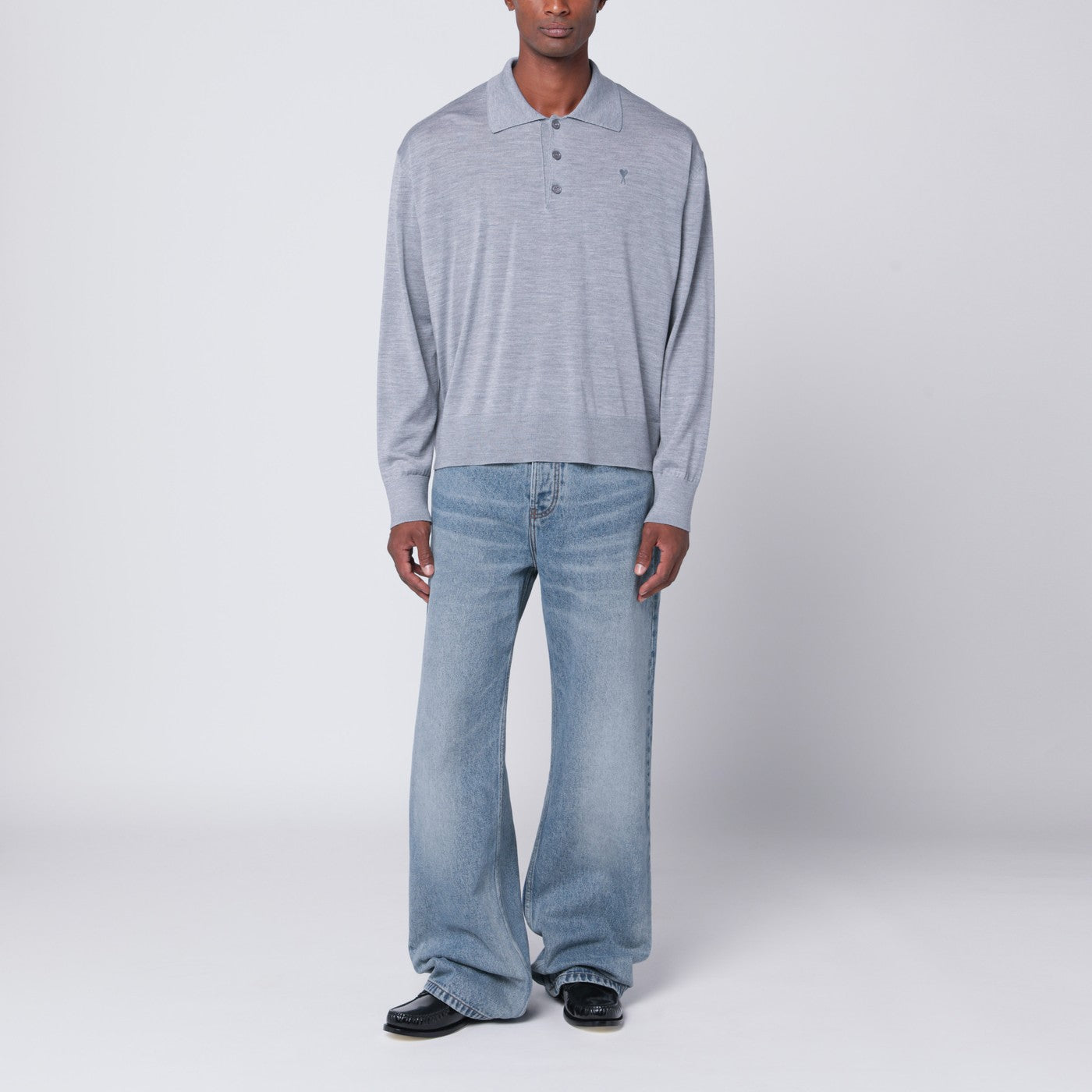 Grey wool and silk polo Ami De Coeur