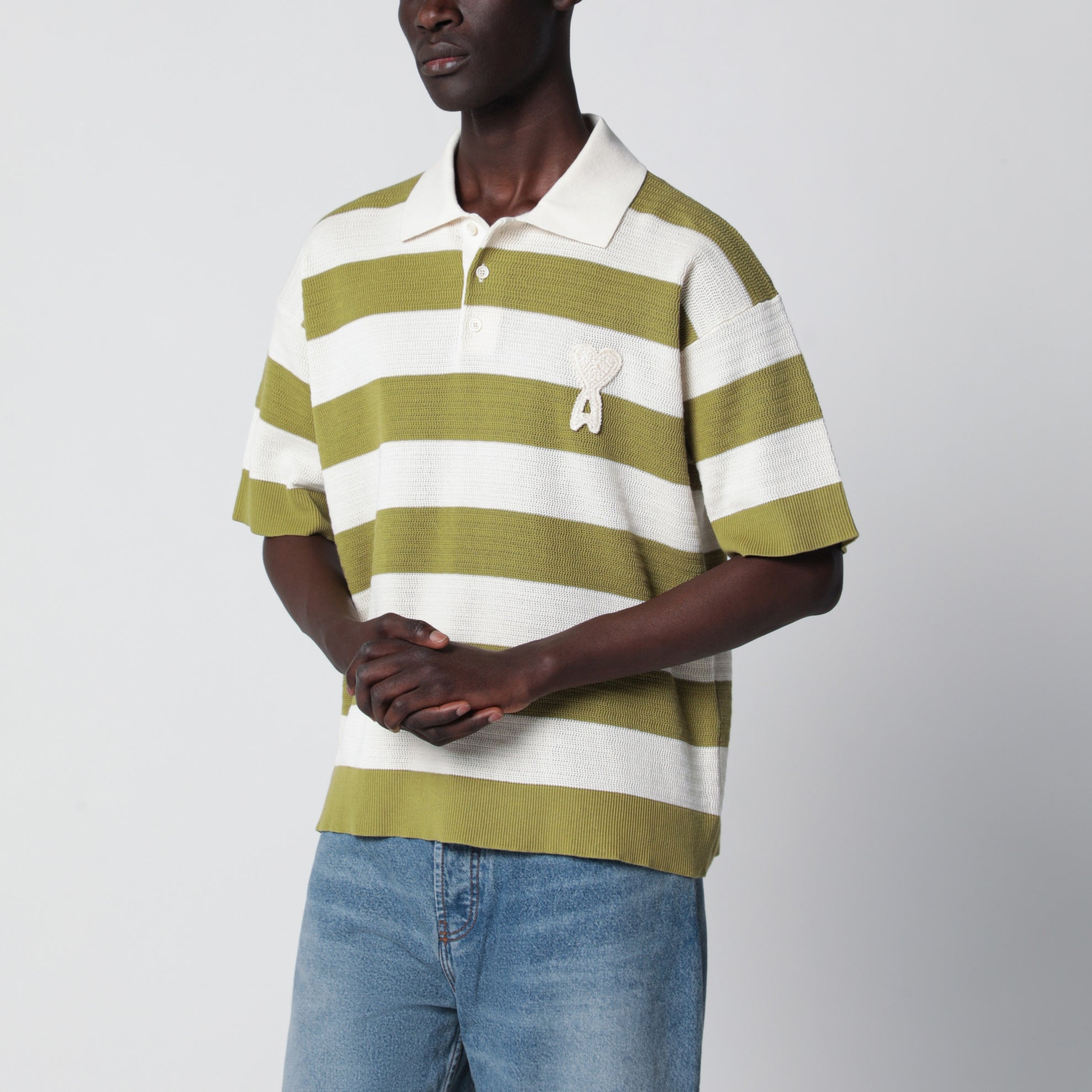 Polo Ami de Coeur in maglia di cotone a righe
