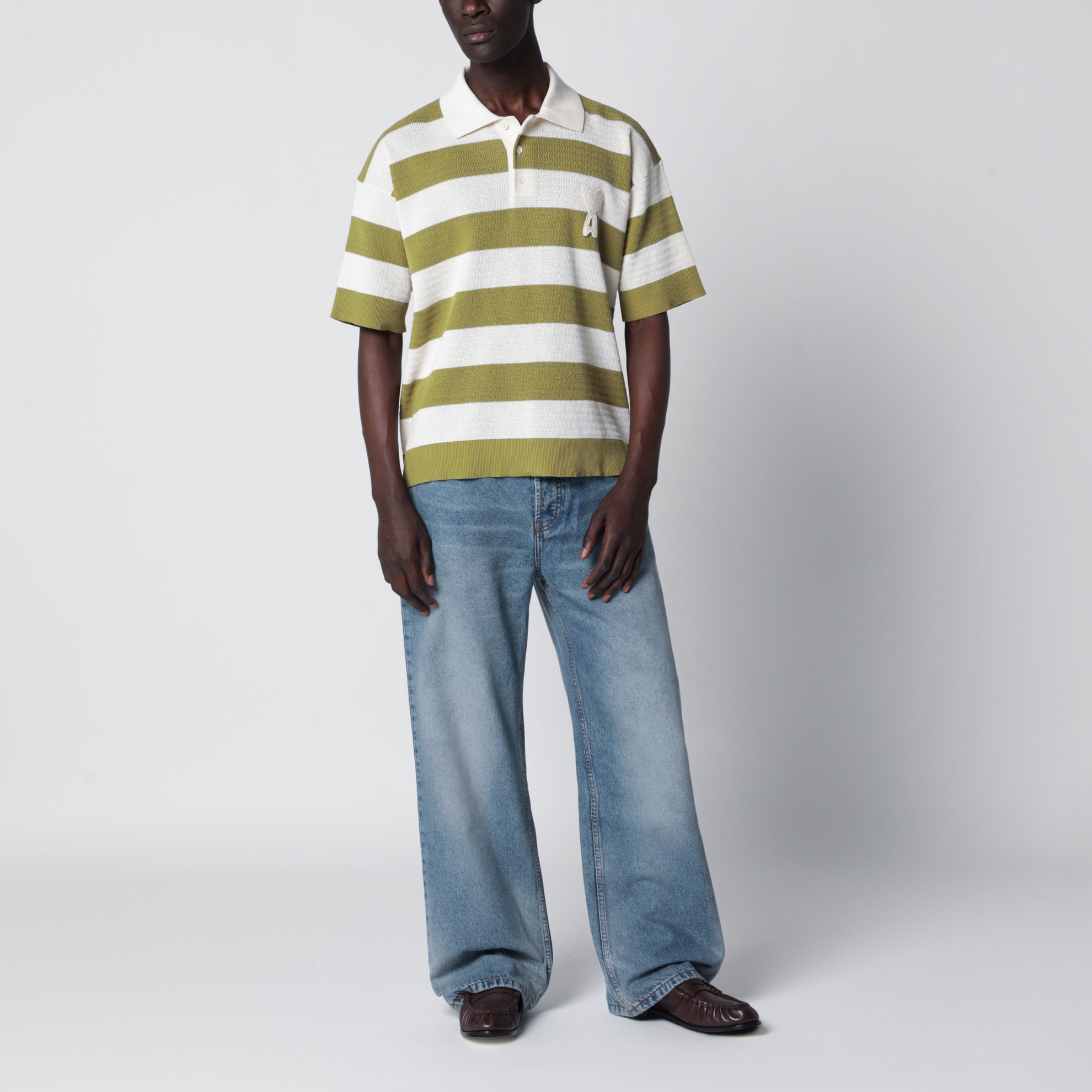Polo Ami de Coeur in maglia di cotone a righe