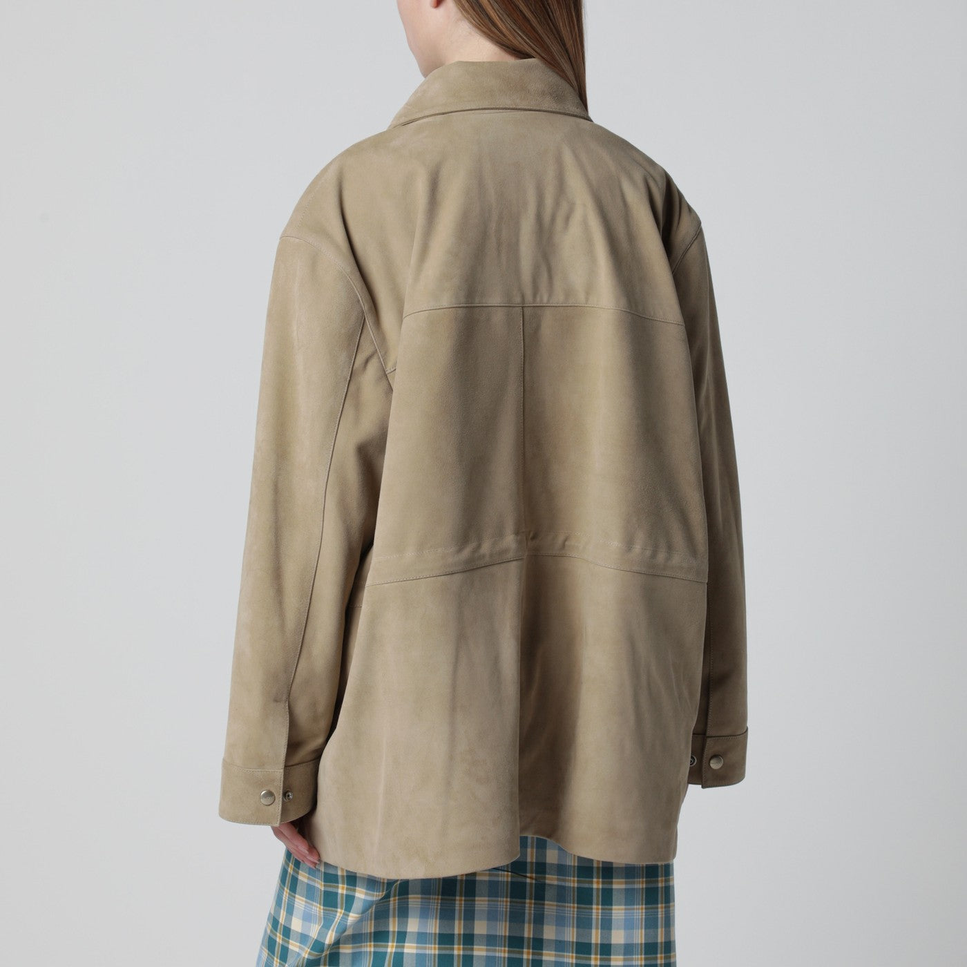 Beige suede leather parka
