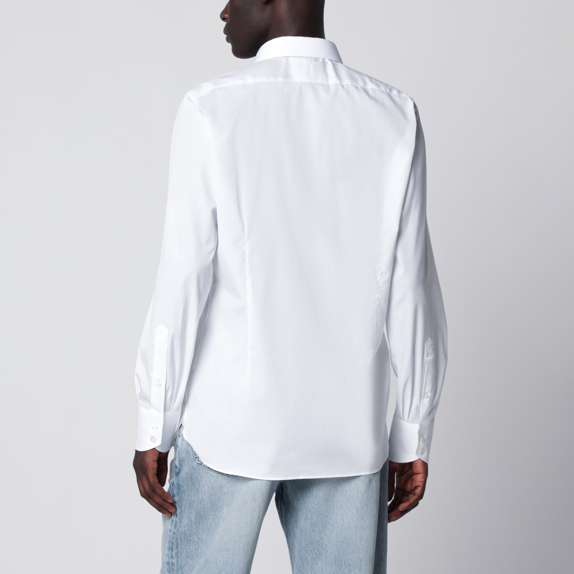 Slim-fit cotton shirt in optical white