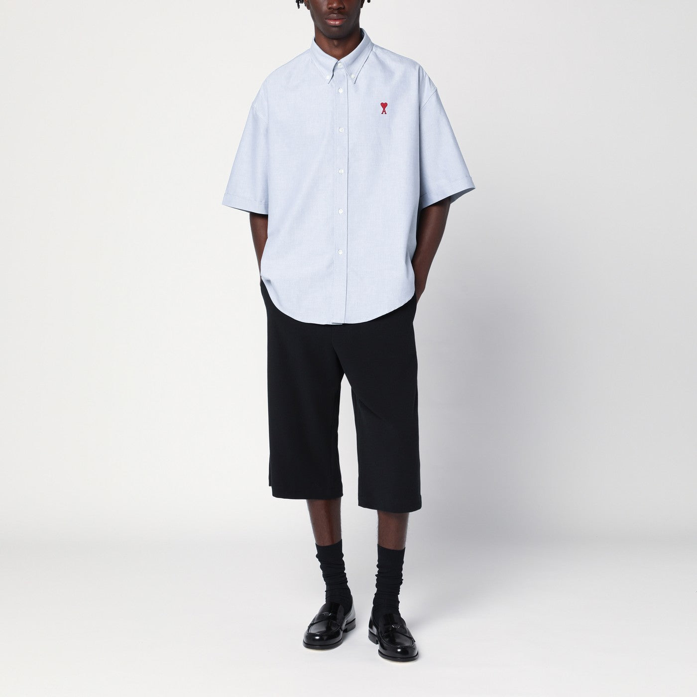 Bermuda wide black in cotton