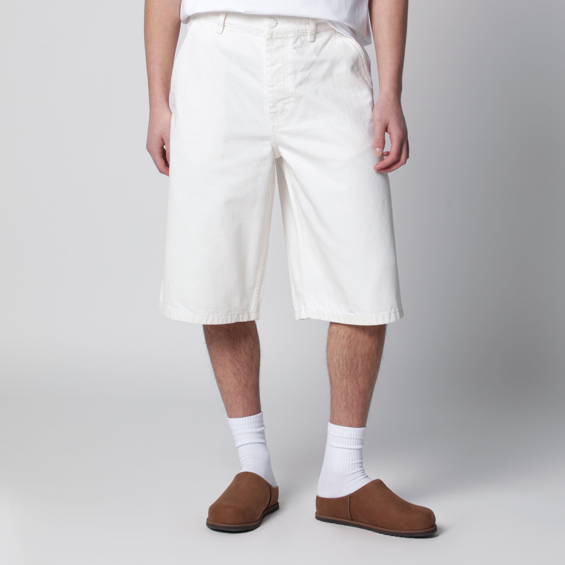 Bermuda ample en sergé de coton blanc