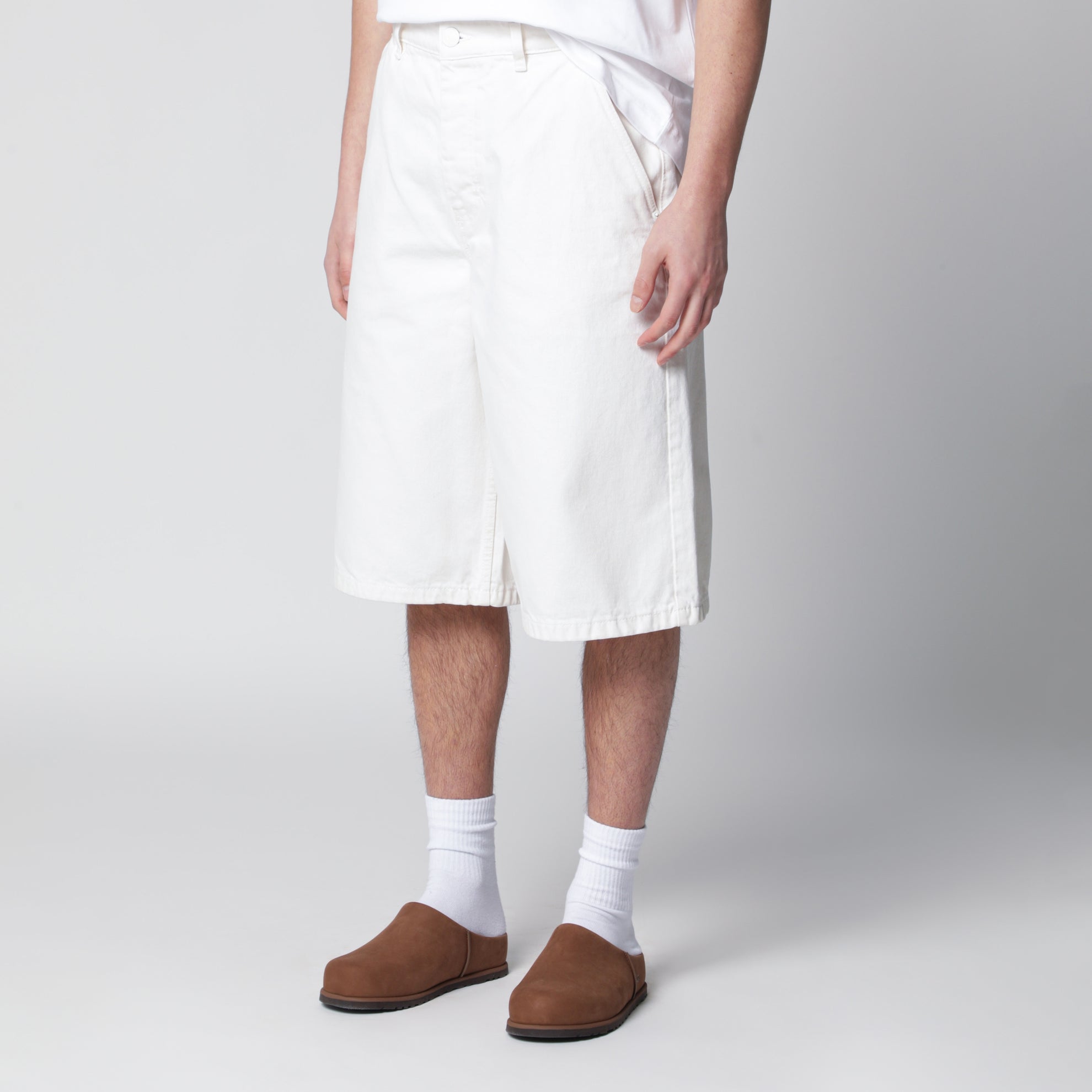 Bermuda ample en sergé de coton blanc