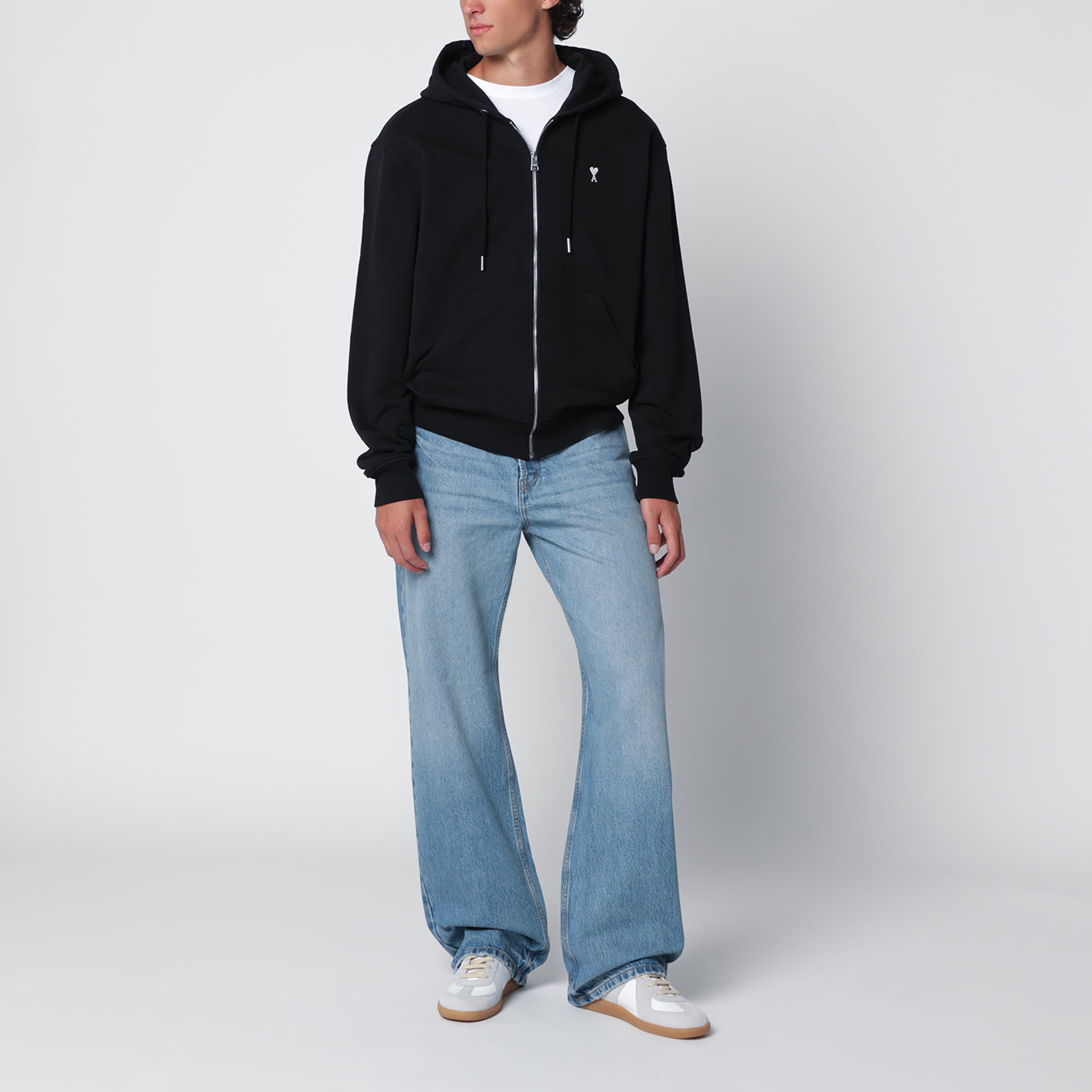 Ami Paris Ami De Coeur black zip-up sweatshirt | TheDoubleF