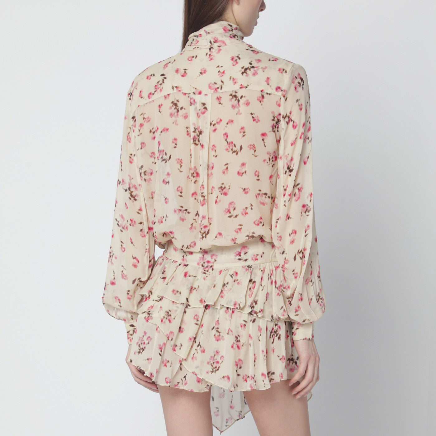 Beige blouse with floral print