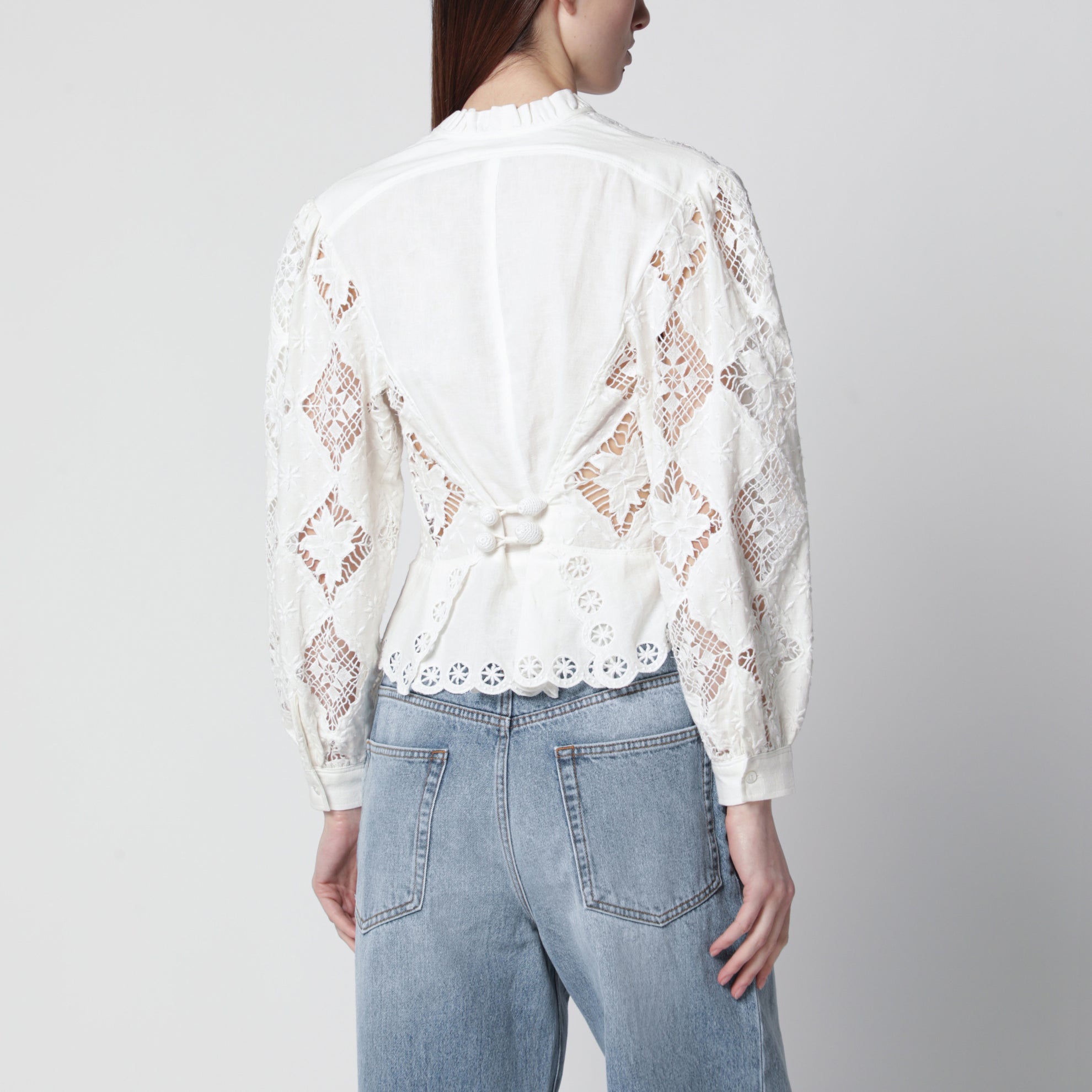 Blusa Nina bianca in cotone e lino
