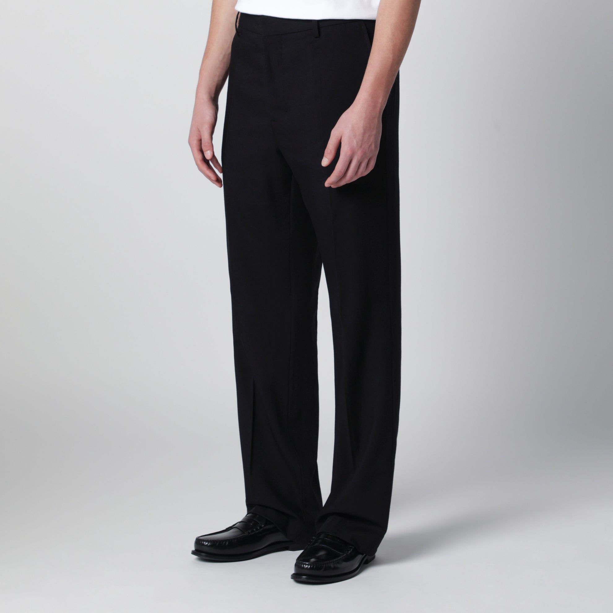 Schwarze Hose aus Wollgabardine