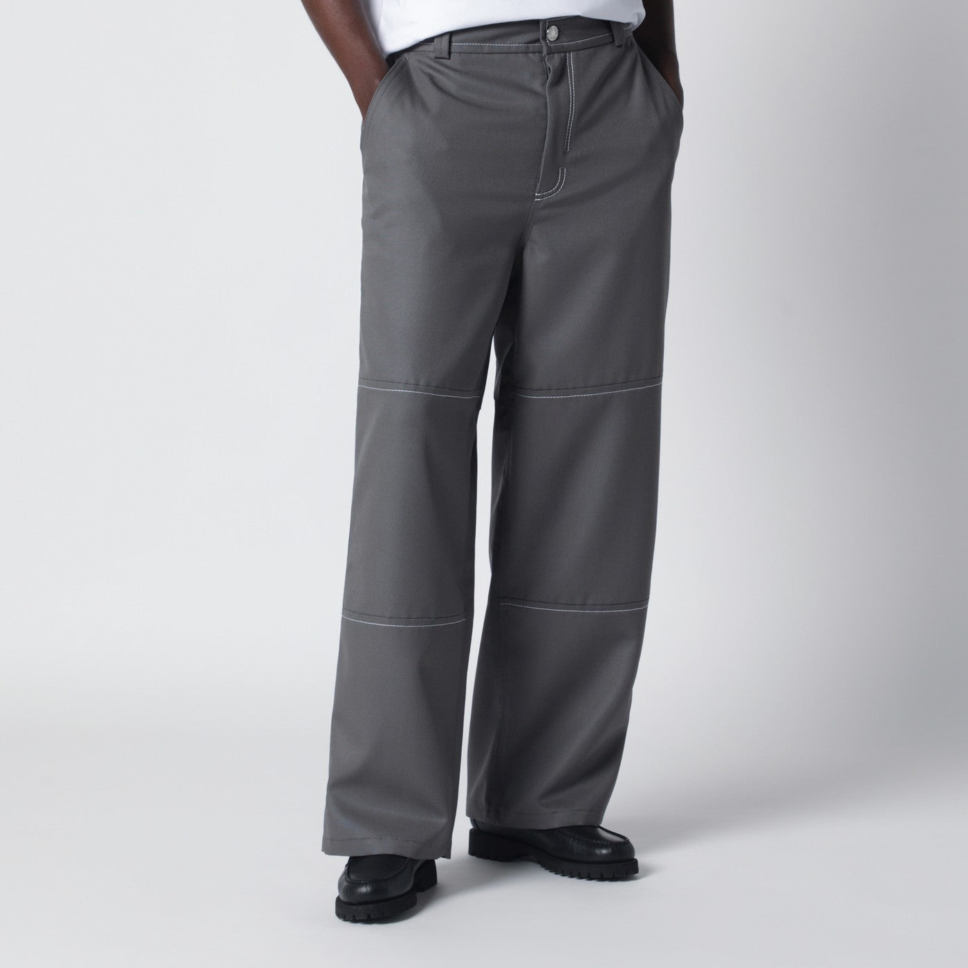 Ami Paris Grey wool canvas workwear trousers | TheDoubleF