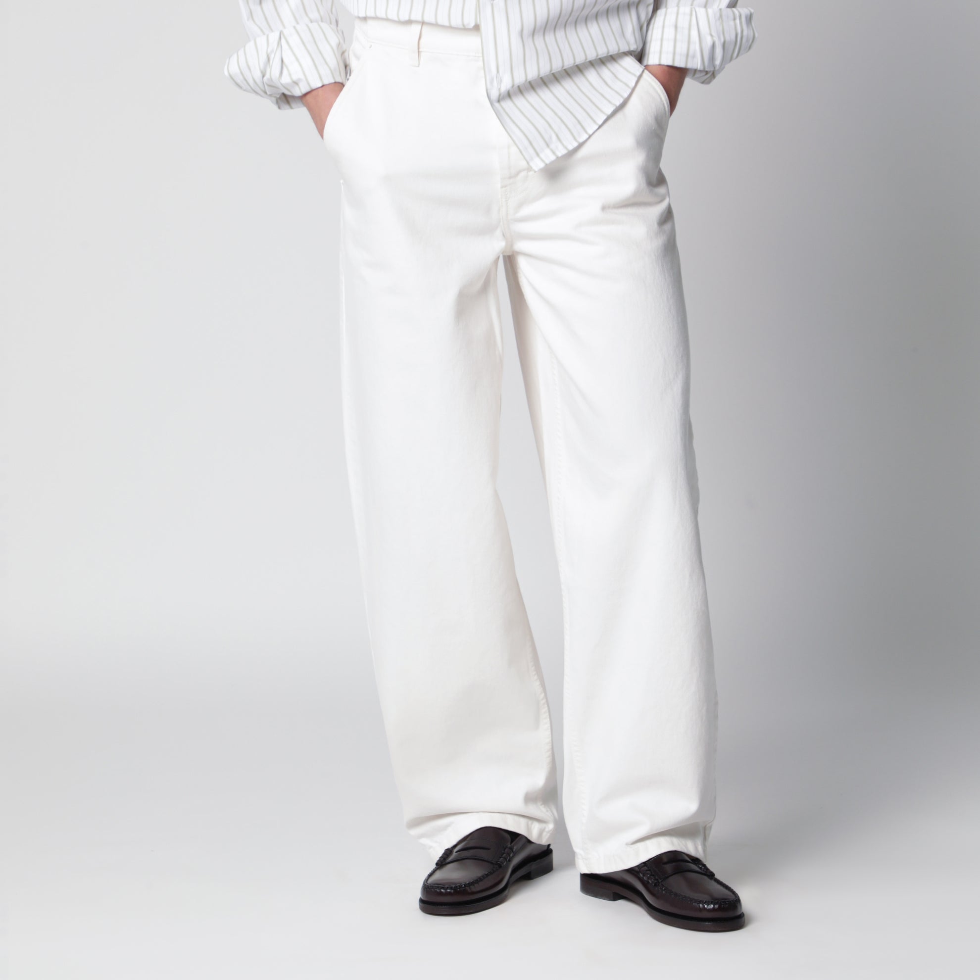Pantalone bianco crema in denim