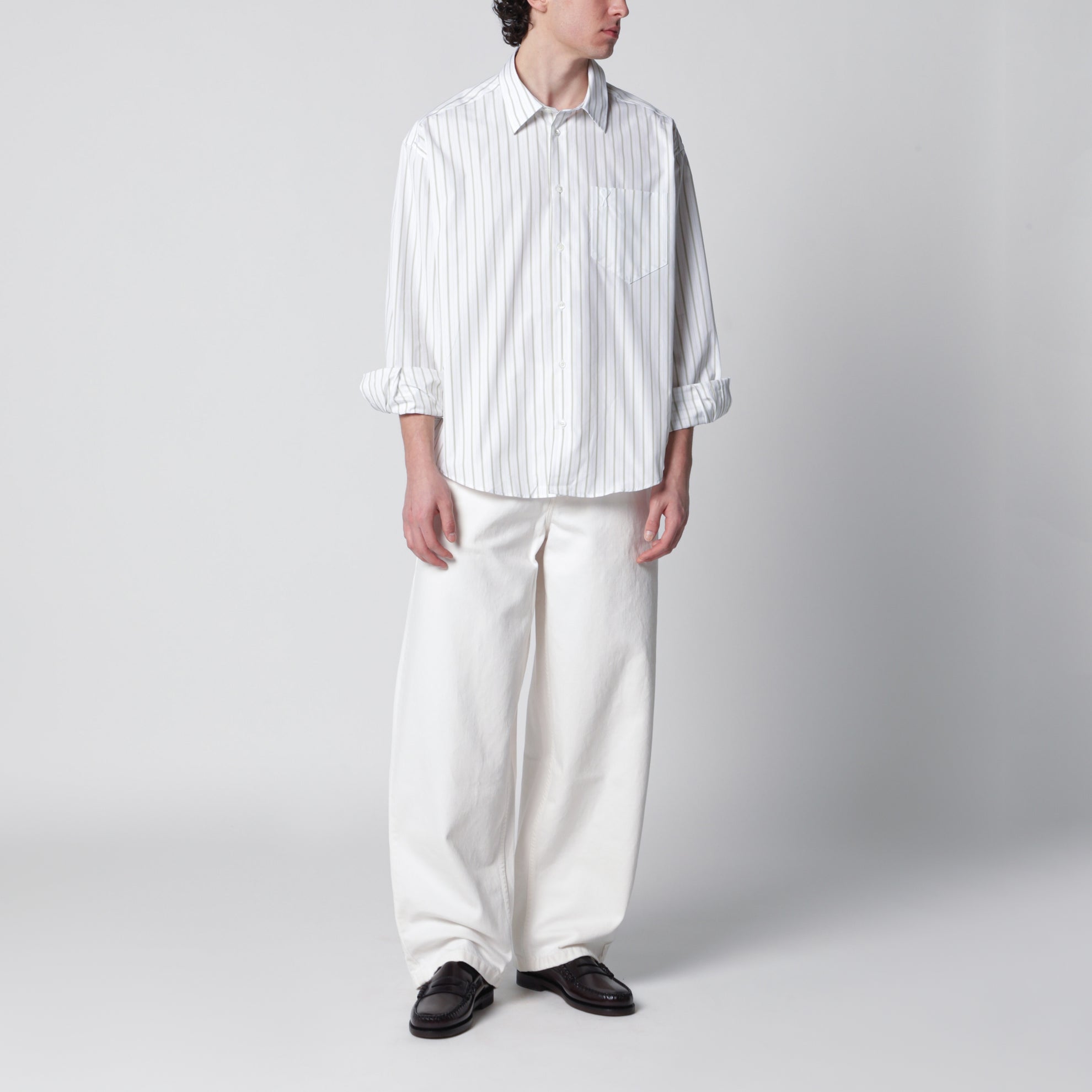 Pantalone bianco crema in denim