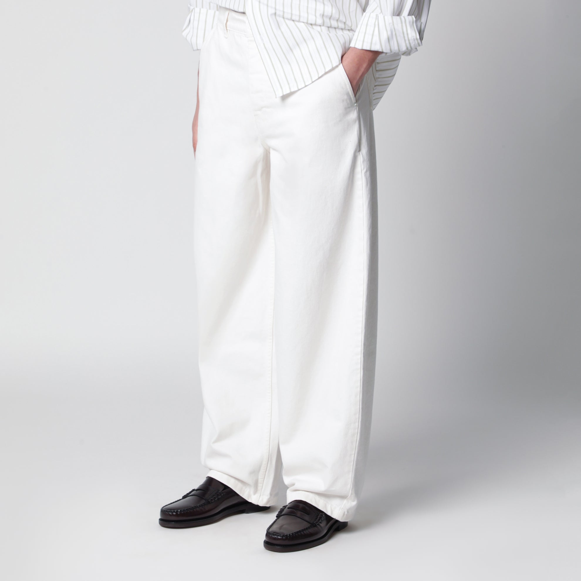 Pantalone bianco crema in denim