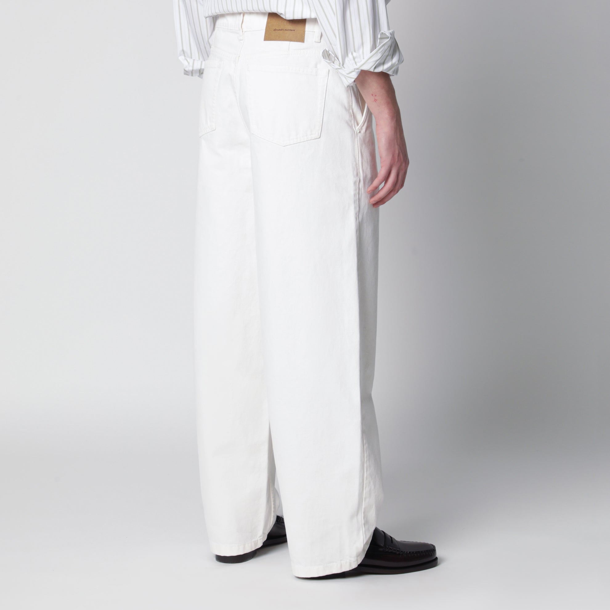 Pantalone bianco crema in denim