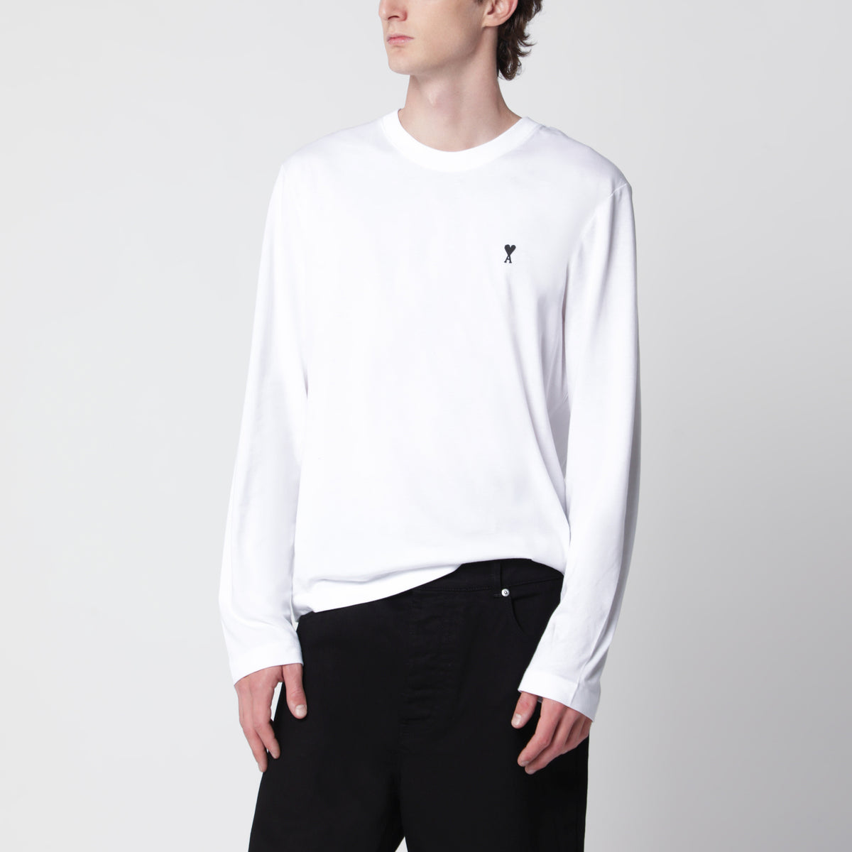 T-shirt a maniche lunghe bianca in cotone