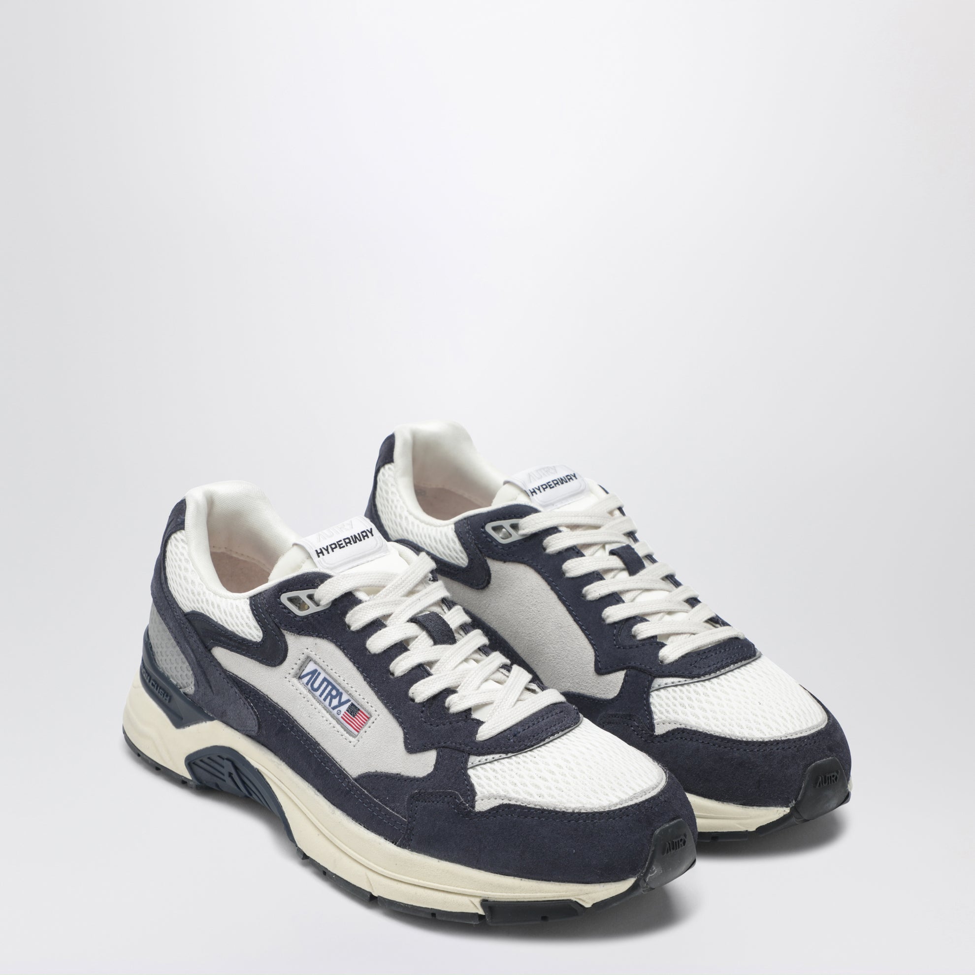 Hyperway sneakers in blue and silver mesh and suede